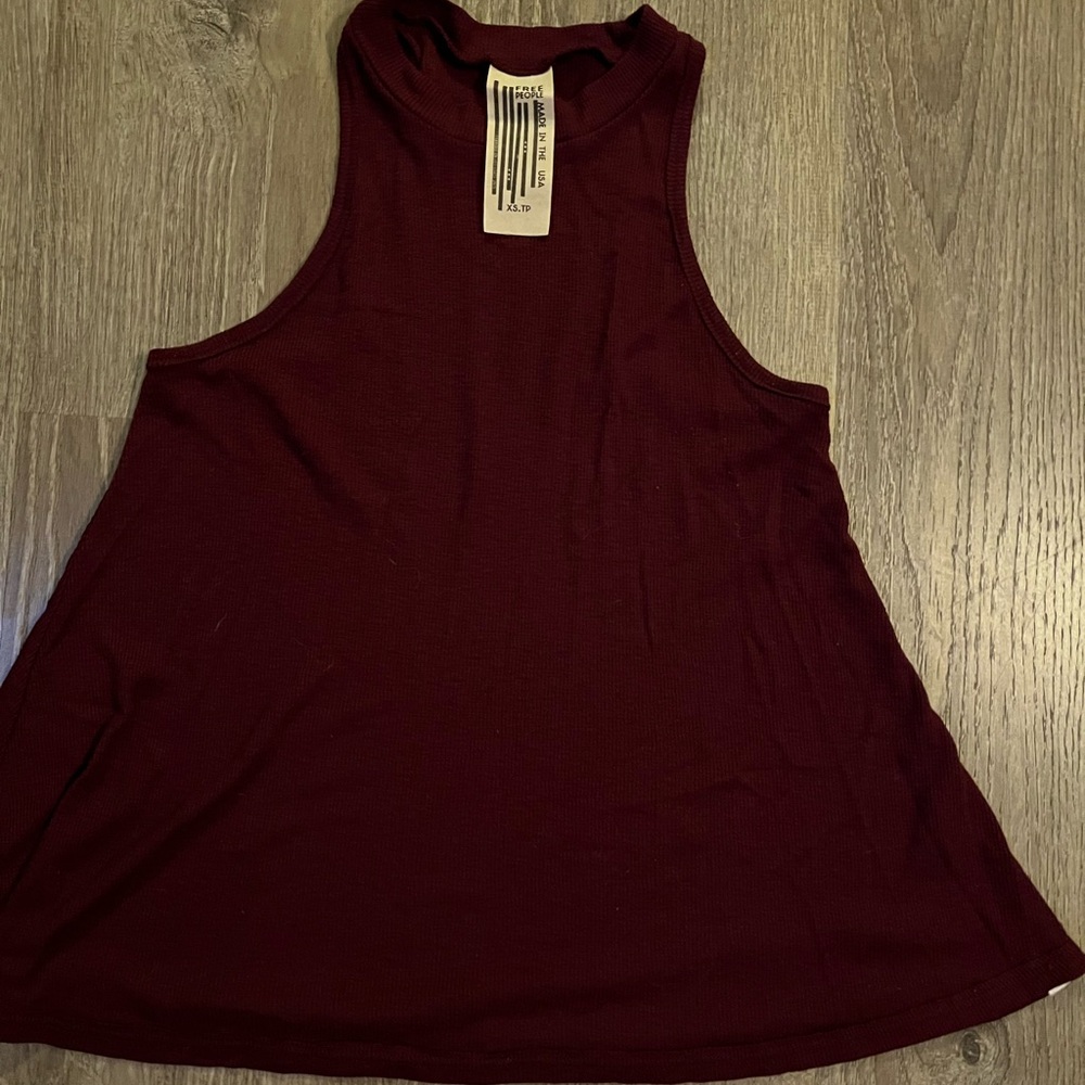 Free People ribbed maroon swing Tank Top